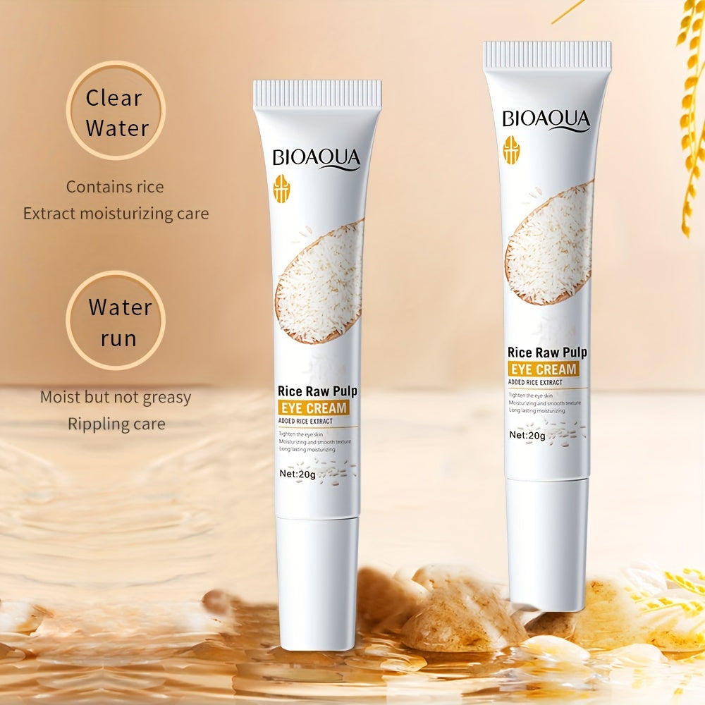 Rice extract eye cream packaging and ingredients