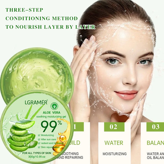 main product): "99% pure aloe vera moisturizing gel for face and body hydration