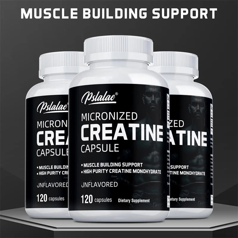 main product): "Creatine monohydrate supplement capsules for muscle building and athletic performance
