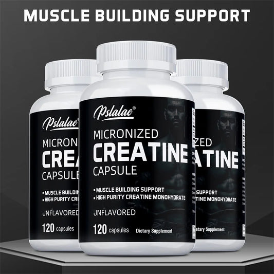 main product): "Creatine monohydrate supplement capsules for muscle building and athletic performance